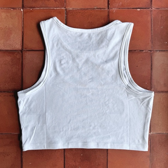 Sz L Vans Checkerboard Fitted Crop Tank Top In Black / White Cotton Jersey NWOT - Picture 2 of 4